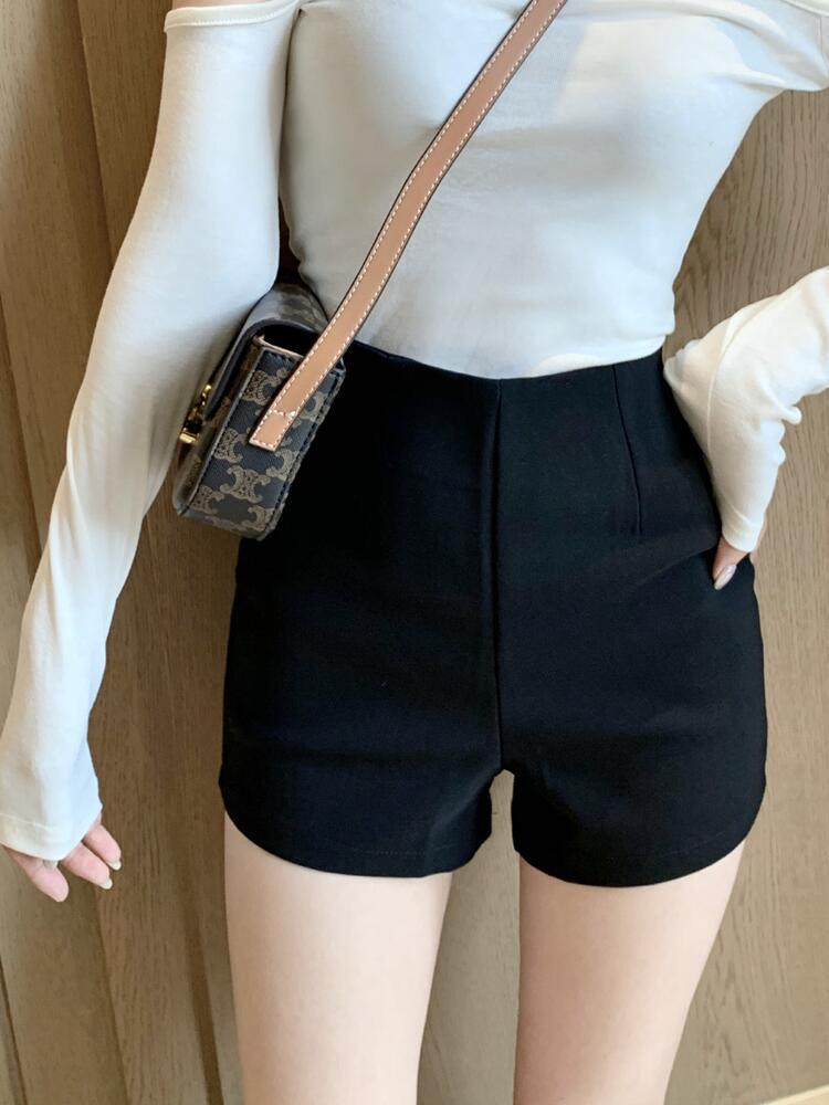Black Super Shorts Women's 2024 Summer Stretch Outer Wear Tight Hip Sexy Bottoming Slimming High Waist Hot Pants