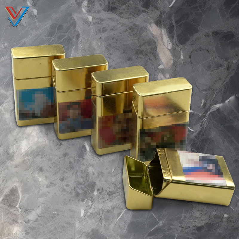 Spot Tinplate Can Russian Cigarette Box Anti-Squeeze Flip-Top High-End Iron Box 20 Cigarettes Protective Metal Box