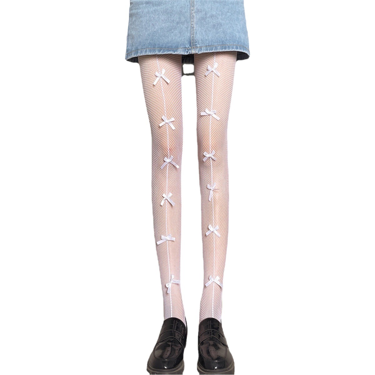 Lolita Fishnet Stockings Multiple Bows Fishnet Stockings 7 Bows Slim Slim Leg Pantyhose Sexy Pantyhose