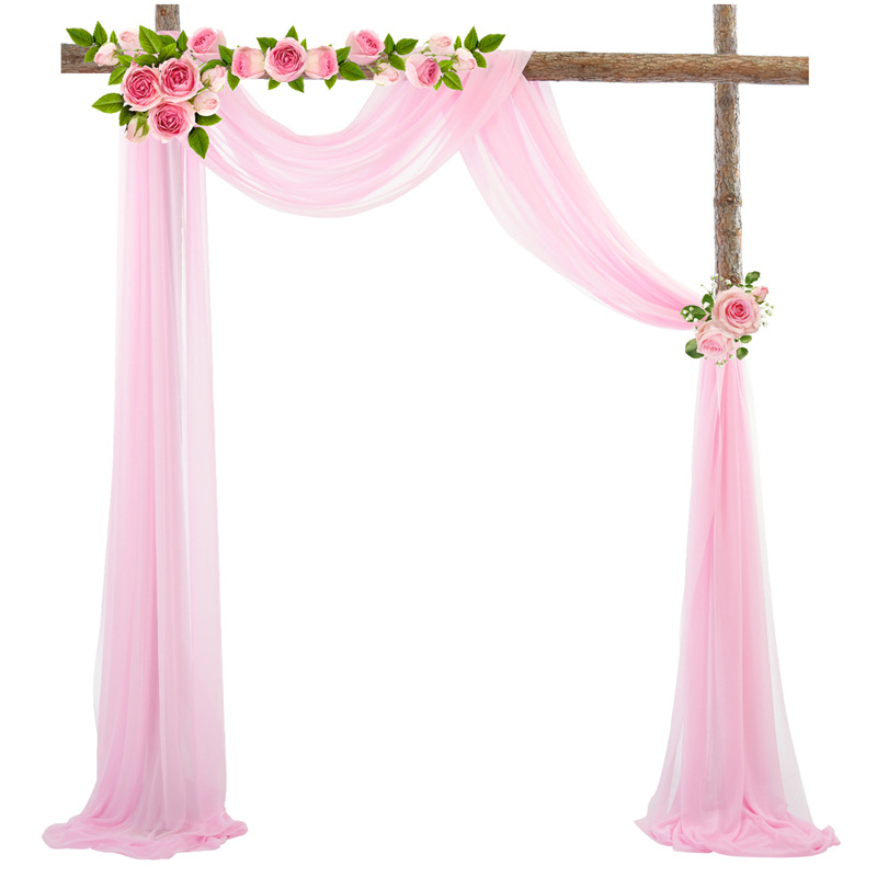 Picture of Cross-Border Popular Wedding Forest Lawn Outdoor Arch Decoration Wedding Arrangement Curtain Pearl Chiffon Gauze Curtain
