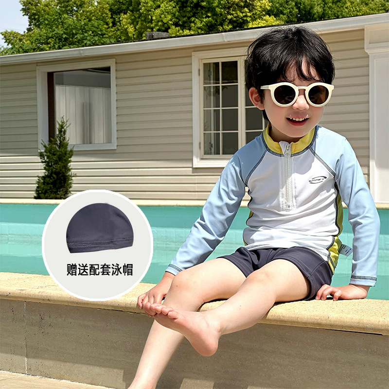 Summer New Children's Swimsuit for Boys and Girls Baby Split Long Sleeve Sun Protection Quick-drying Swimsuit Hot Spring Beach Holiday suit