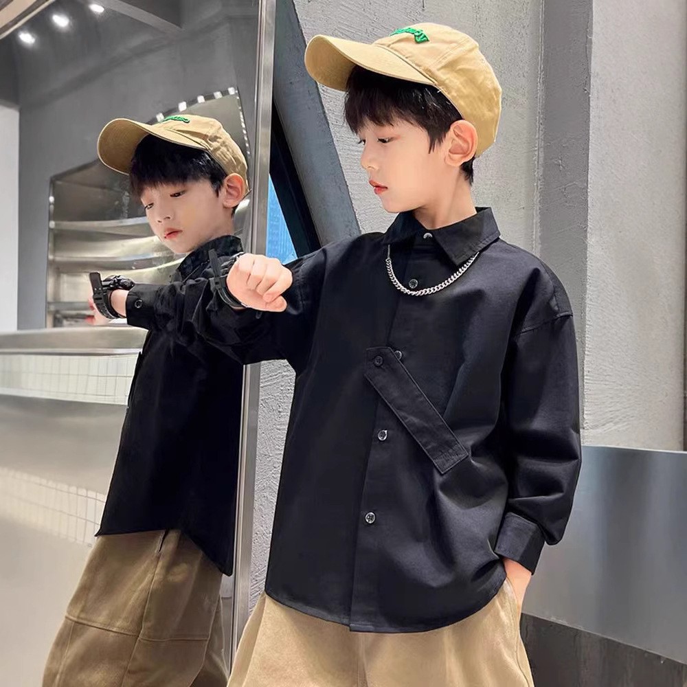 Picture of Boys' Korean Long Sleeve Shirt Autumn New Children's Top Western Style 2024 Spring and Autumn Fashionable Shirt