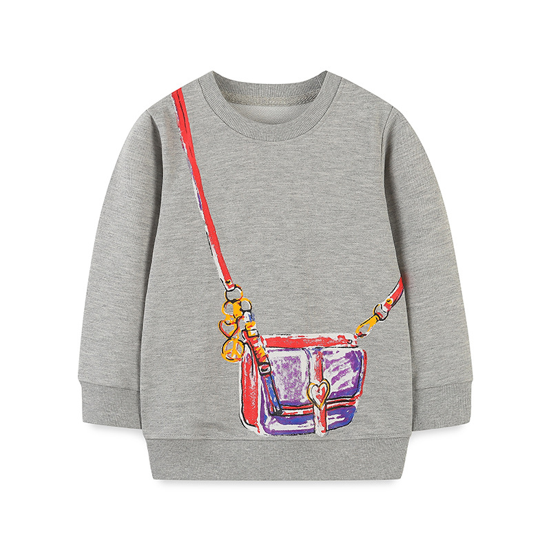Picture of European and American style children's clothing top autumn new girls long sleeve sweater cartoon round neck children's base shirt