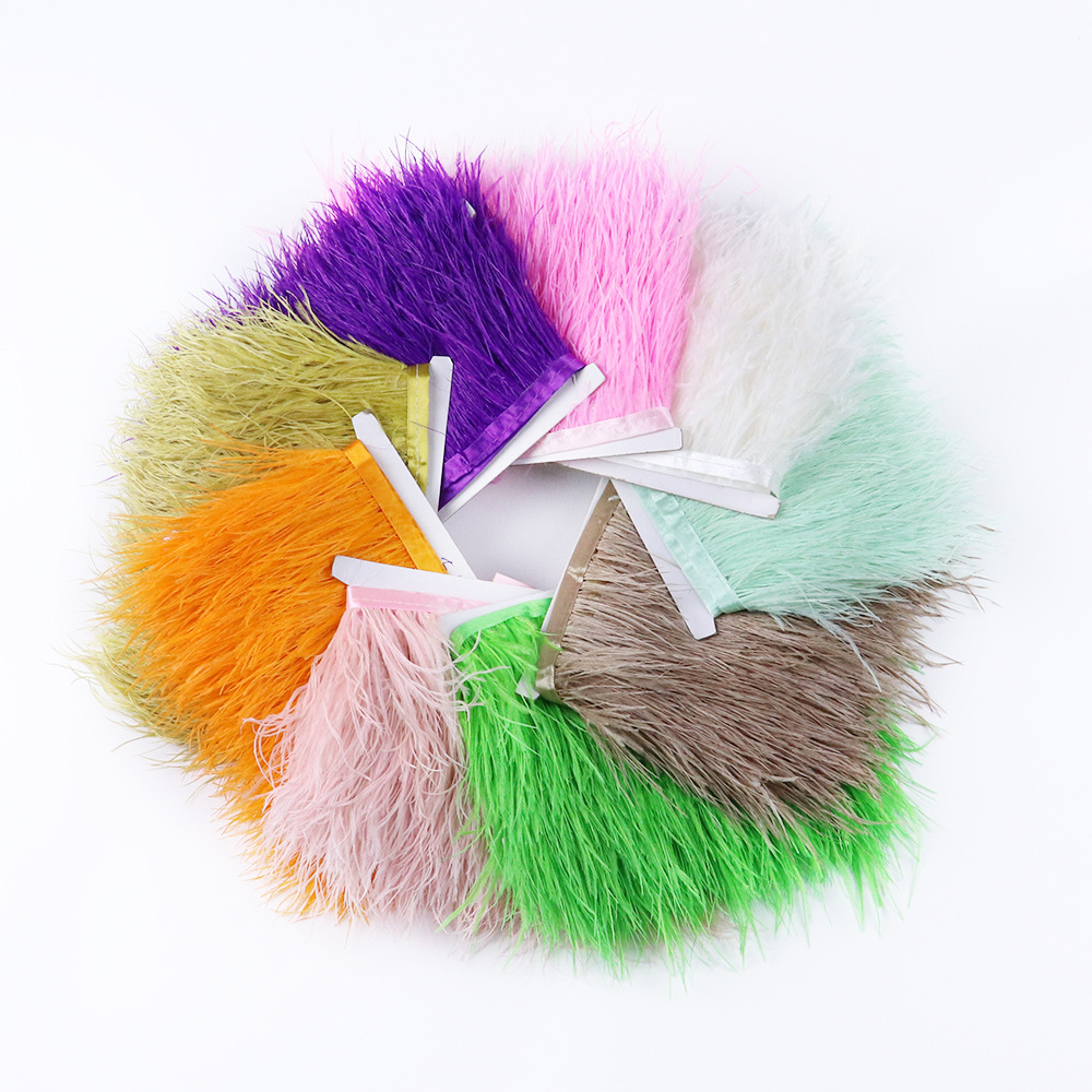 Ostrich Feather Edge High Quality Thick Density 6-8cm Feather DIY Feather Material Lace Manufacturer Ready Supply