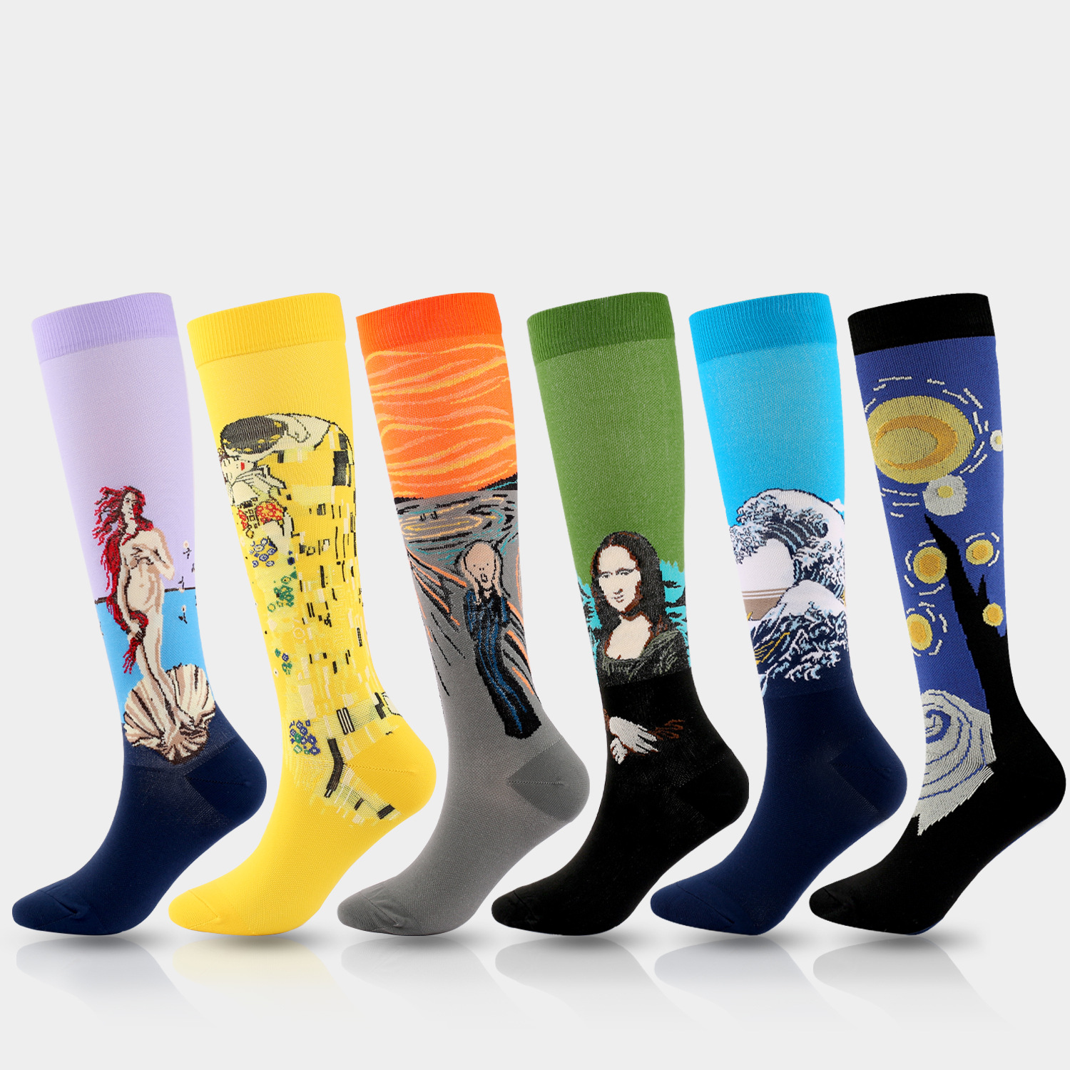 Amazon Halloween Explosions Sports Pressure Socks New Famous Painting Mona Lisa Socks Compression Socks Stomping Socks