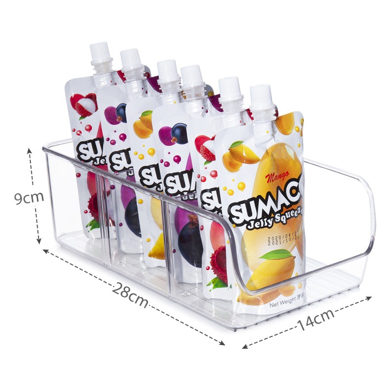 Cross-Border Hot-Selling Refrigerator Storage Box Divided Kitchen Organizer Transparent Stackable Tea Bag Divider Box Layered Box