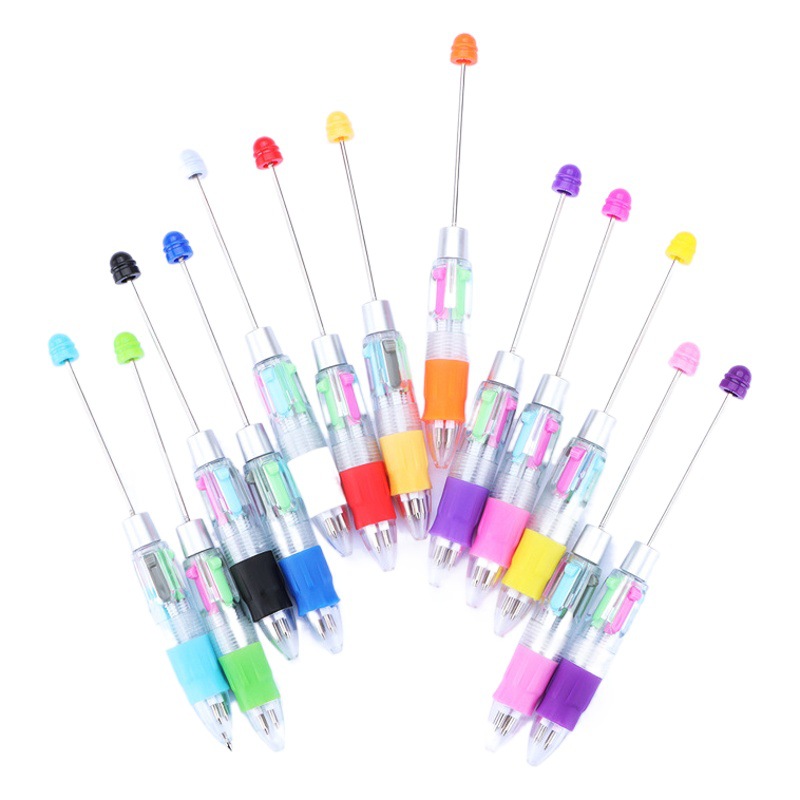 Picture of Factory Direct four-color beaded pen DIY multi-color refill ballpoint pen key mark press plastic gift pen