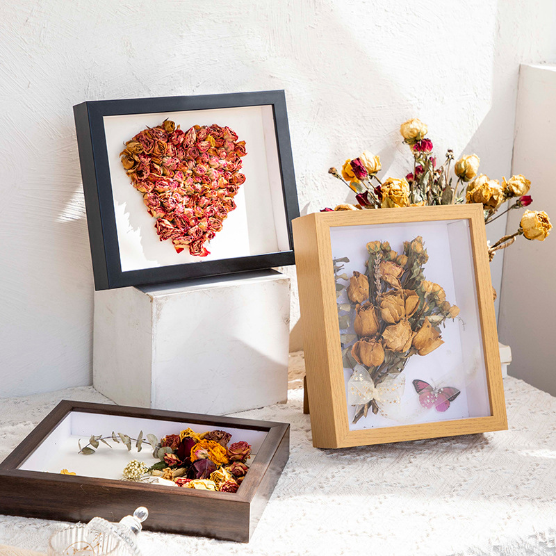 Picture of Factory wholesale dried flower photo frame stereo diy handmade paper towel rose hollow 3CM6CM specimen frame table