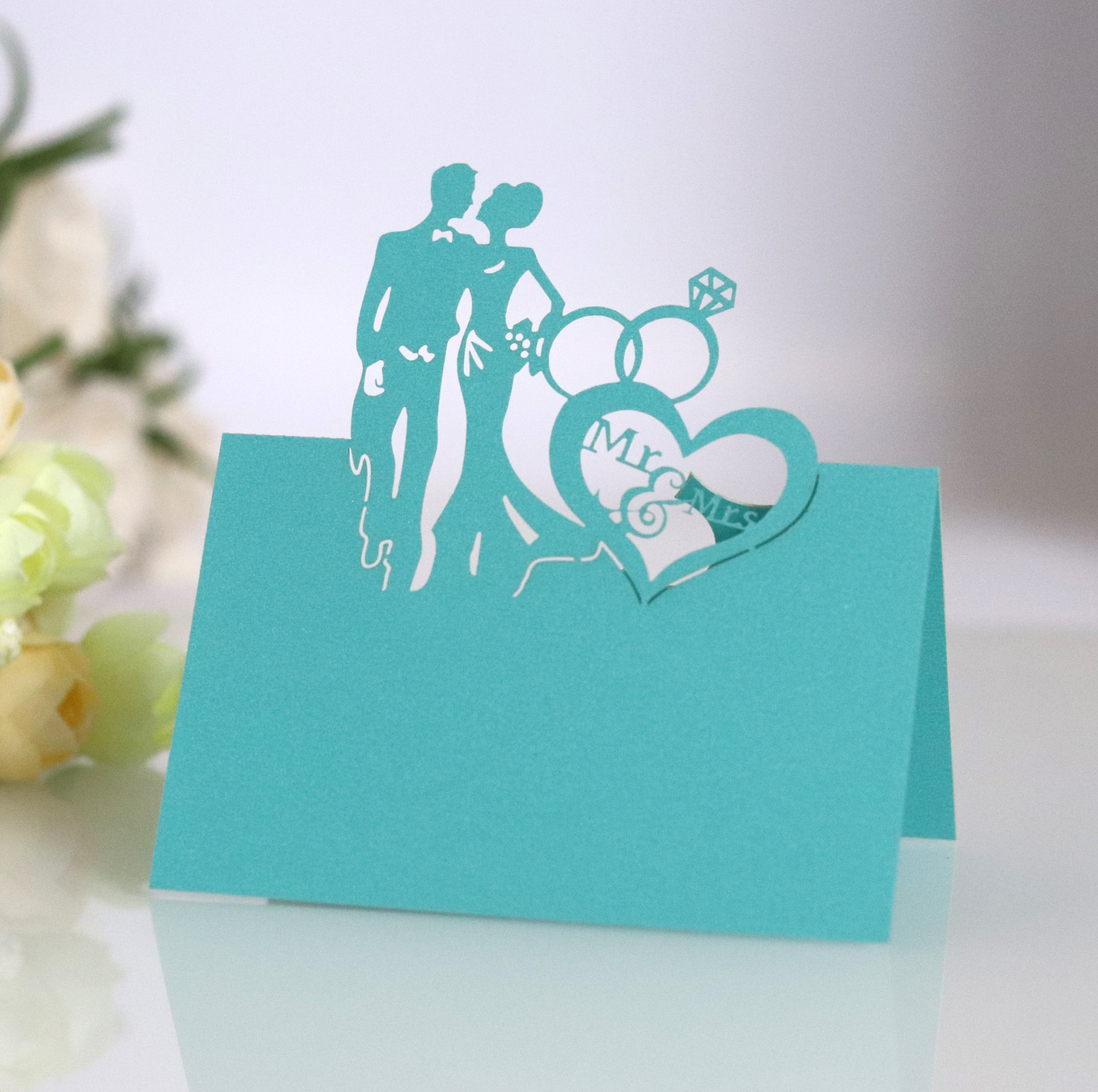 Picture of Hollow wedding banquet layout pink love wedding seat card bride bride decoration table card spot wholesale