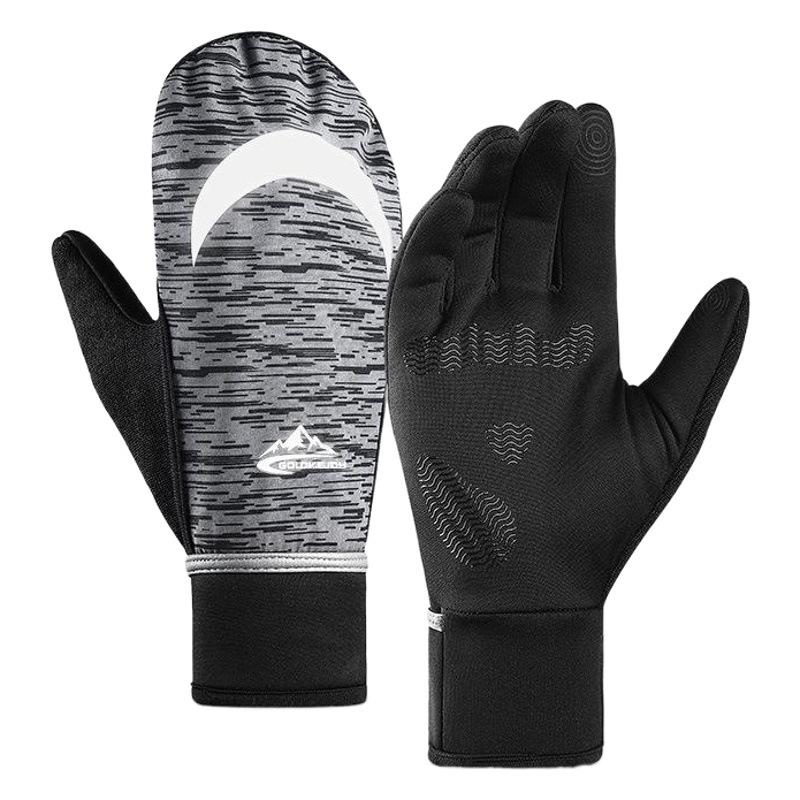 New Outdoor Cycling Warm Gloves Combination Dual-purpose Windproof Cover Hand Back Sweat Cloth Reflective Non-slip Touch Screen Gloves