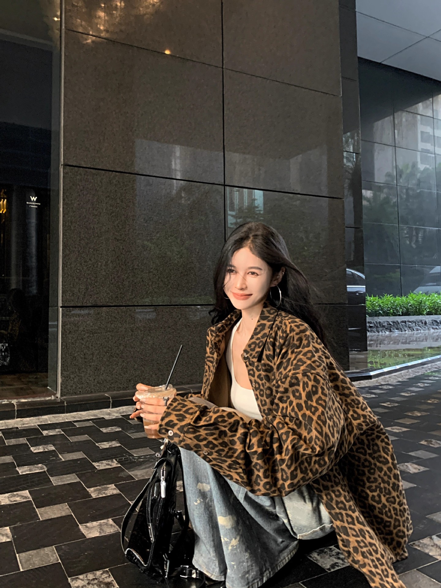 Pure cotton fabric -2024 autumn retro leopard print shirt women's long coat niche design thin coat
