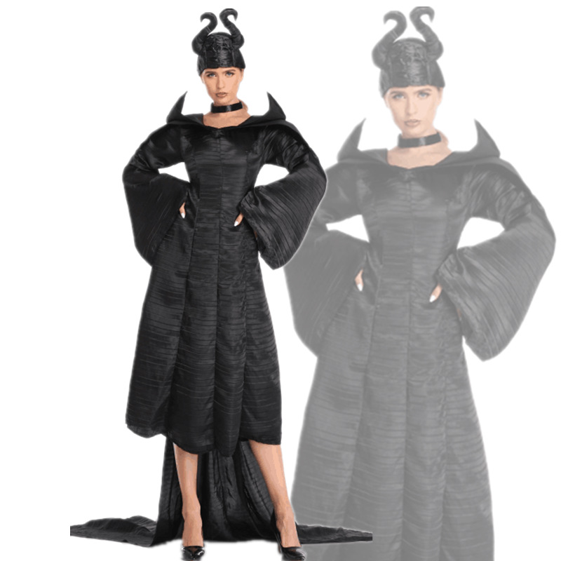 Halloween role-playing sleeping spell dark witch Demon Queen costume rear tail drag skirt stage performance costume