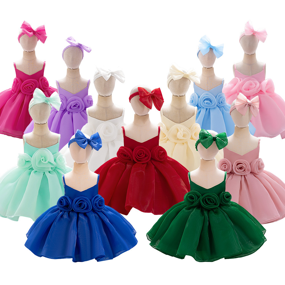 Girls Puffy Yarn Birthday Wedding Dress Princess Dress Flower Little Girl Baby Wedding Party dress