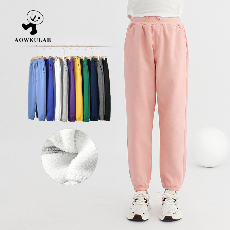 Picture of Autumn and winter Korean version of the new children's fleece-lined pants big children's solid color all-match warm pants girls' pants generation