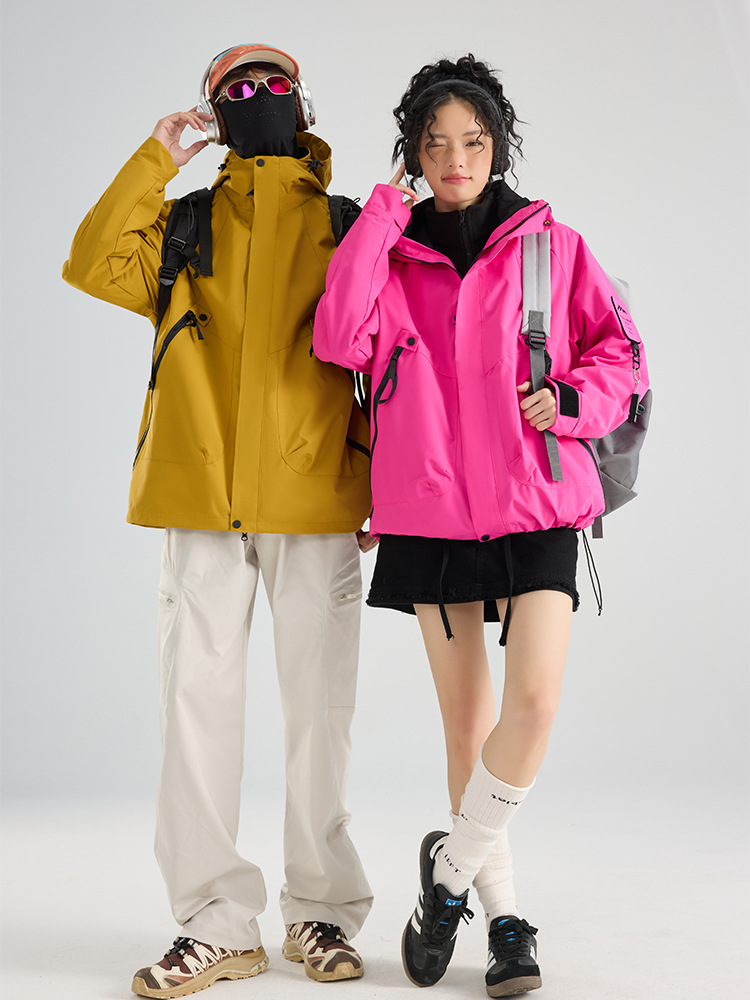 Picture of Three-in-one women's detachable autumn and winter two-piece outdoor windbreaker jacket men's water-repellent plus size mountaineering suit