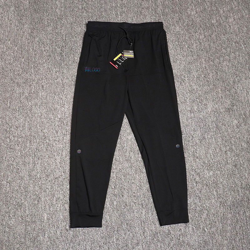 Brand logo wholesale ice silk stretch sports pants men's summer quick-drying slim-fit toe running casual cropped pants
