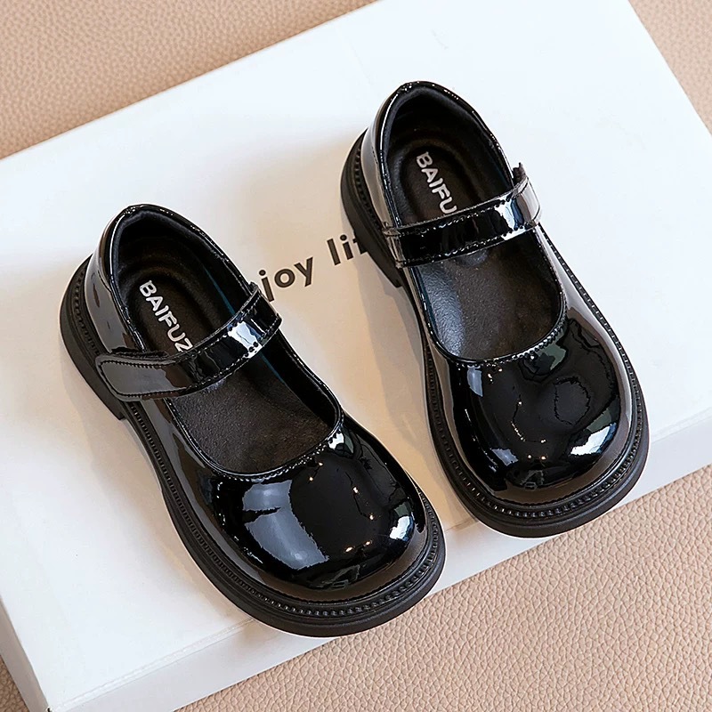 Girls Black Leather Shoes Genuine Leather Spring and Autumn Children's Shoes Soft Sole Little Girls Princess Baby Gifts Shoes Summer