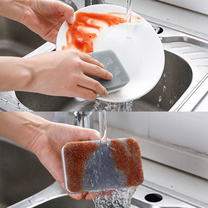 Picture of Double-sided double-layer sponge dish block magic wipe strong decontamination kitchen supplies shoe cleaning artifact descaling pot