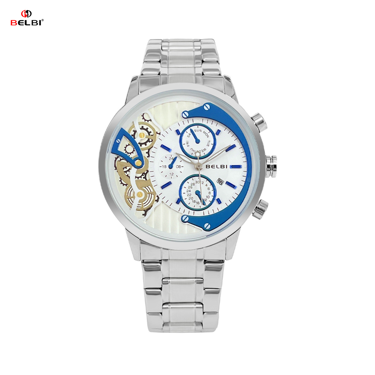 BELBI men's watch steel band waterproof quartz watch fashion business men's watch manufacturers wholesale cross-border