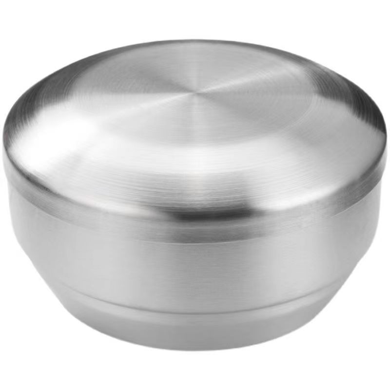 Picture of 304 Stainless Steel Korean Style Rice Bowl with Cover Bowl Household Double Layer Anti-scalding Soup Bowl Children's Rice Bowl Cooking Kimchi Bowl