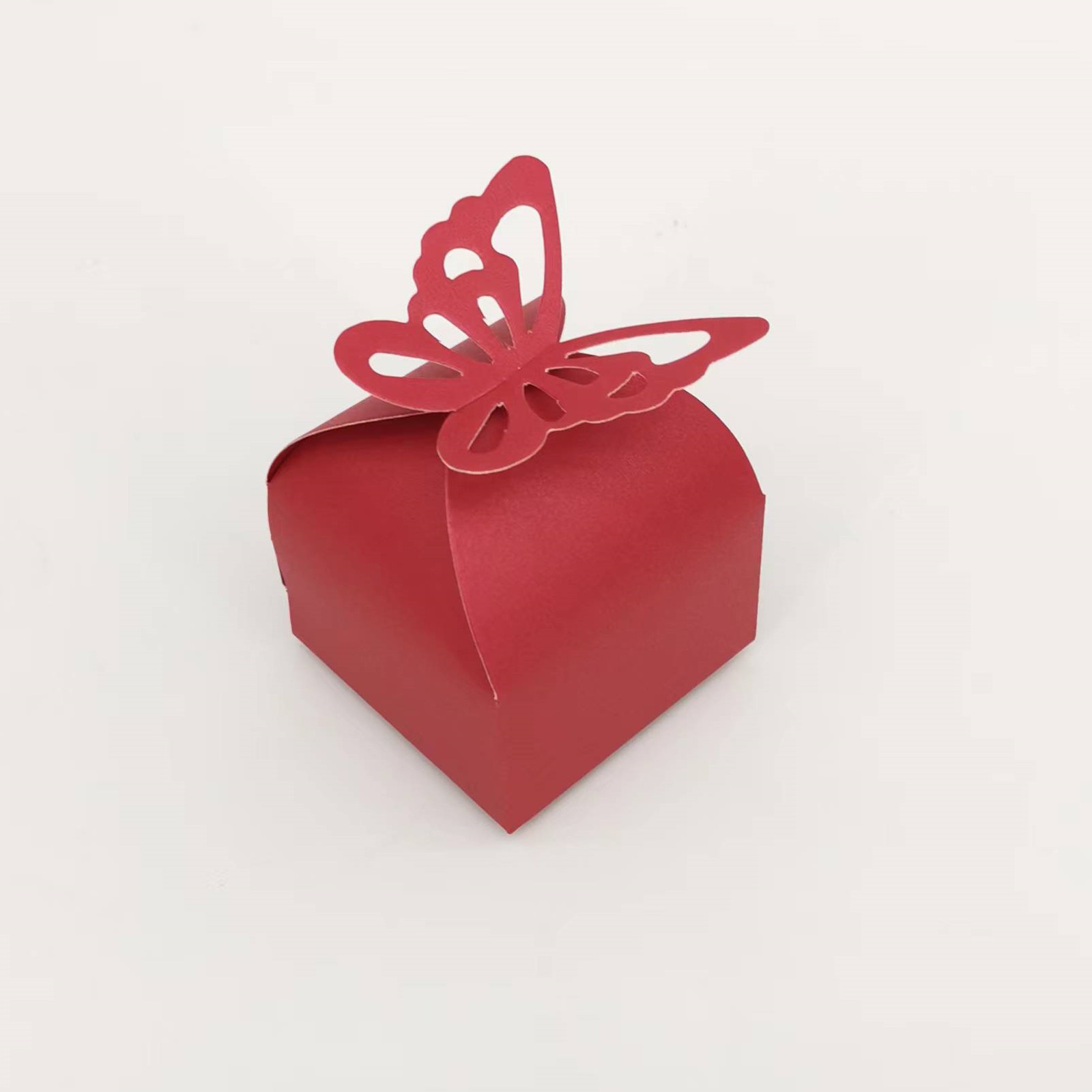 Picture of Wedding candy box hollow butterfly candy paper box square simple pearl paper gift box golden pink paper box