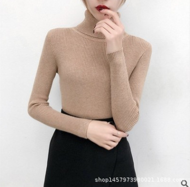 Picture of Autumn Clothing K-Style 2023 New Versatile Pure Color Slim Fit Pullover High Collar Warm Long-Sleeved Knitted Sweater for Women