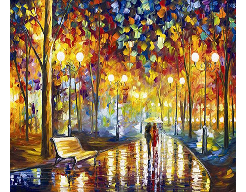 Picture of Genuine goods diy Diamond painting decoration forest cabin scenery Eiffel Tower couple romantic road with you