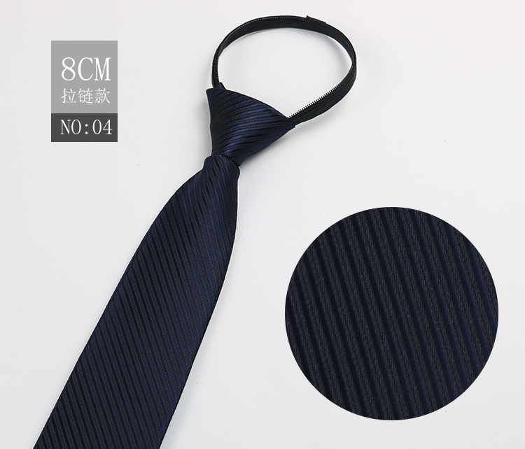 Picture of Factory Black Men's Tie Striped Blue Business Tie Lazy People Knot Free Zipper Tie in stock Wholesale