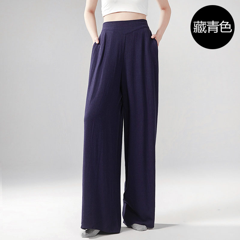 Picture of Cotton and linen wide-leg pants women's high waist draping loose straight dance long pants modern classical dance practice clothing adult