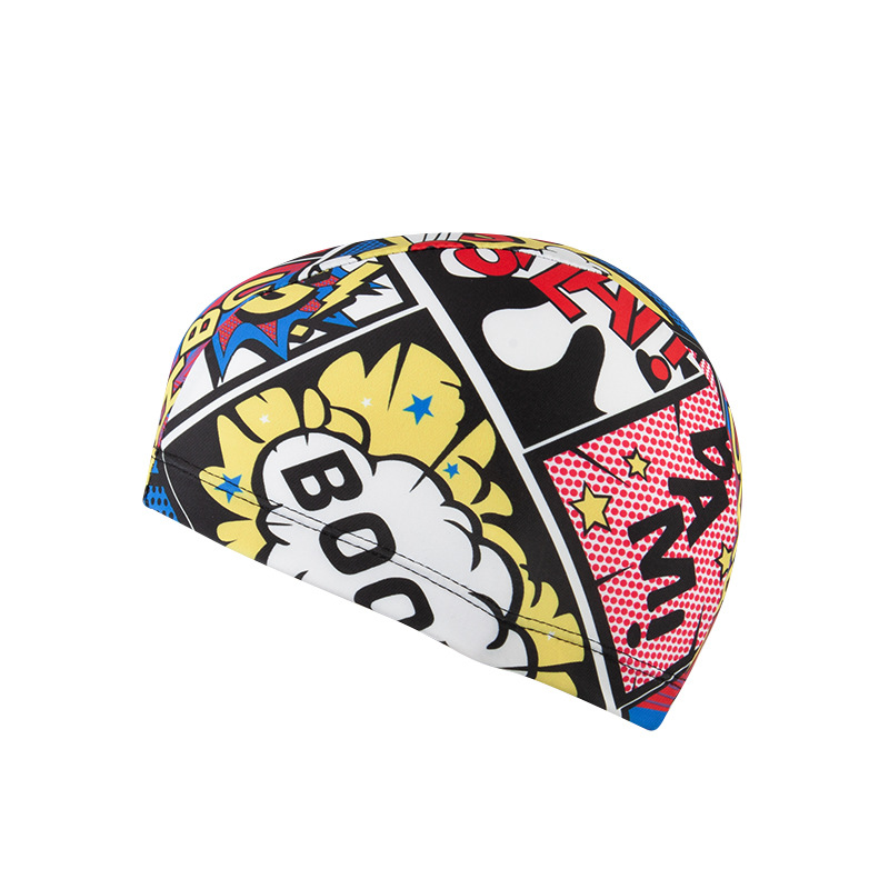 Picture of Swimming cap adult cloth cap swimming cap polyester nylon four needle six thread unisex large swimming belt paper card wholesale
