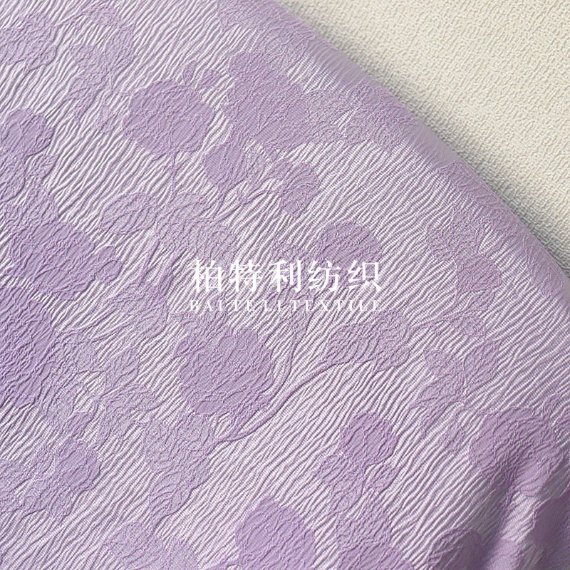 Spring and Summer Imitation Rayon Jacquard Fabric with Bright Surface and Dark Pattern Embossed Wrinkled Fabric Fashionable Women's Jacket and Skirt