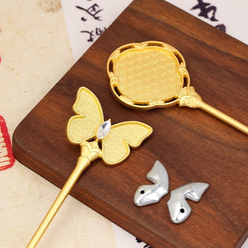 Picture of Song Brocade Handmade DIY Chinese-Style Hairpin Hair Accessory Ancient Style Hanfu Updo Hair Ornament Chinese-Style Filigree Base with Emerald Green