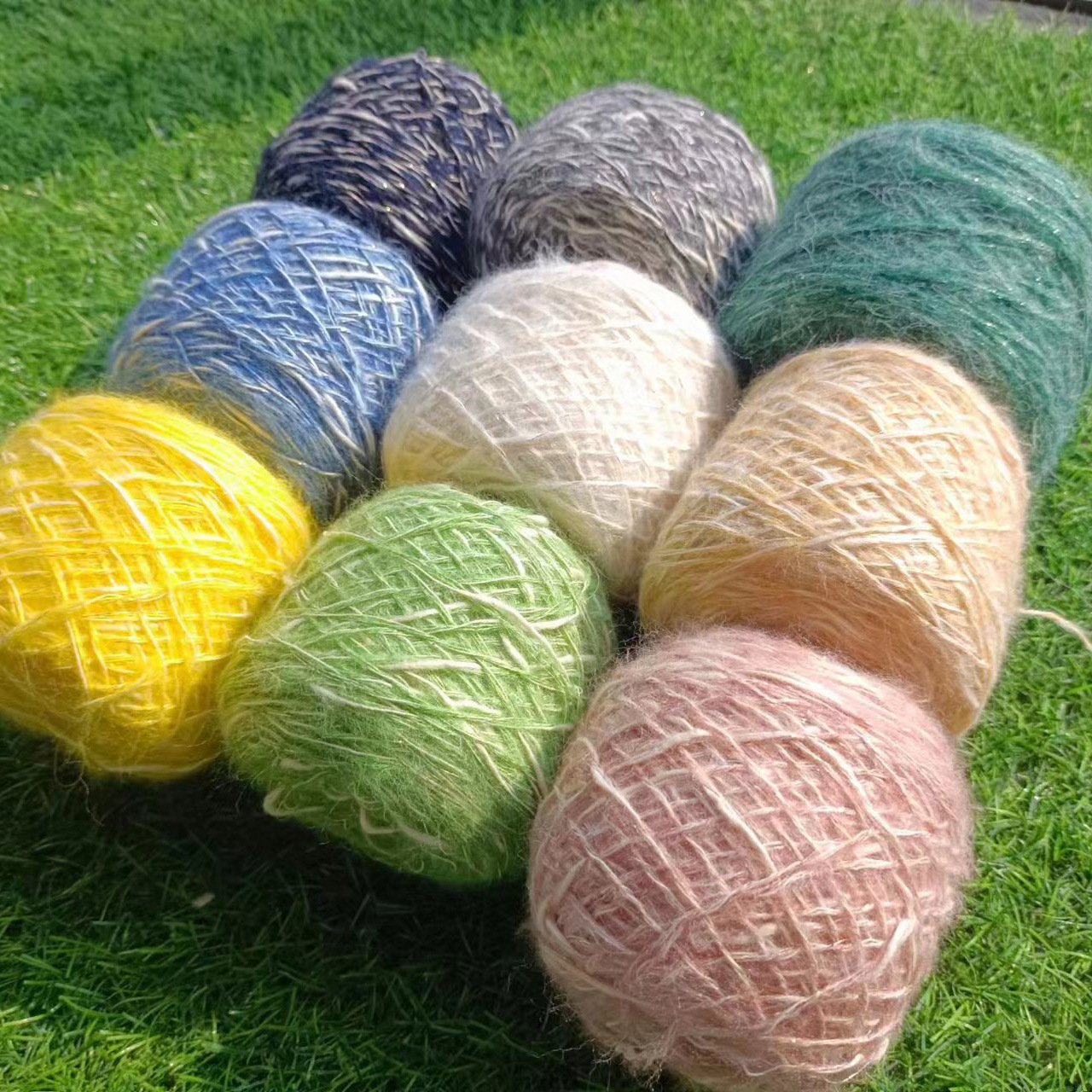 Factory wholesale bright silk wool xiangfeng mahair hand mixed line DIY hand knitted sweater suit material