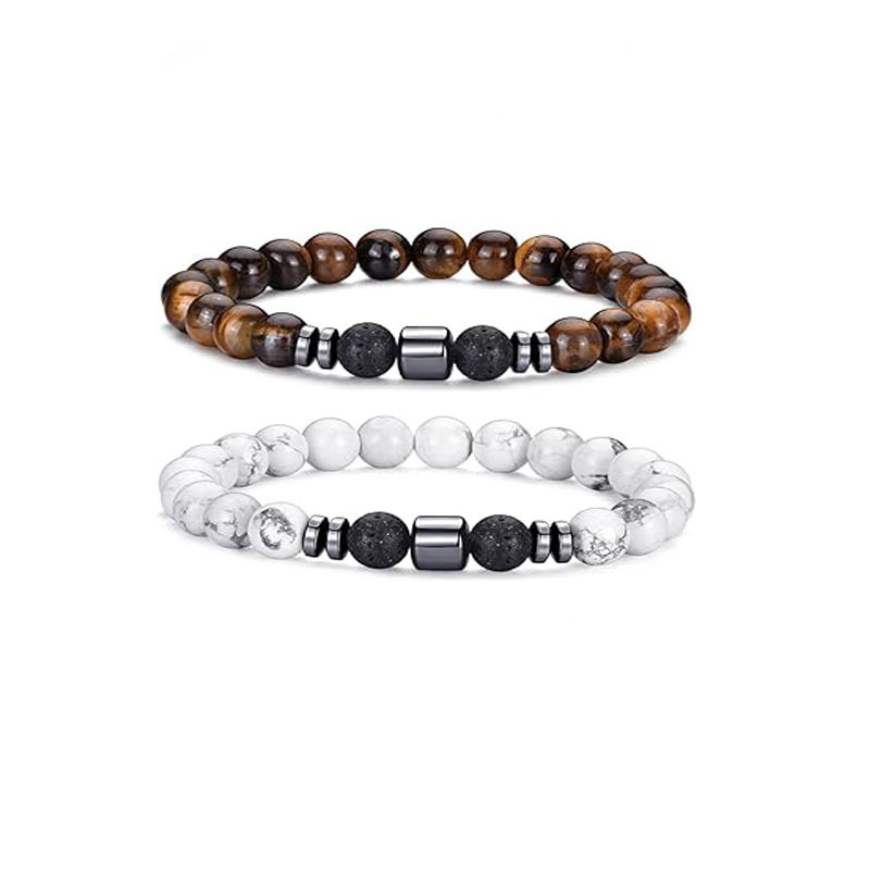 Picture of Zhou Lianfa Wholesale Men's Beaded Bracelet Matte Lava Volcanic Stone Beaded Women Elastic Bracelet Fashion Jewelry