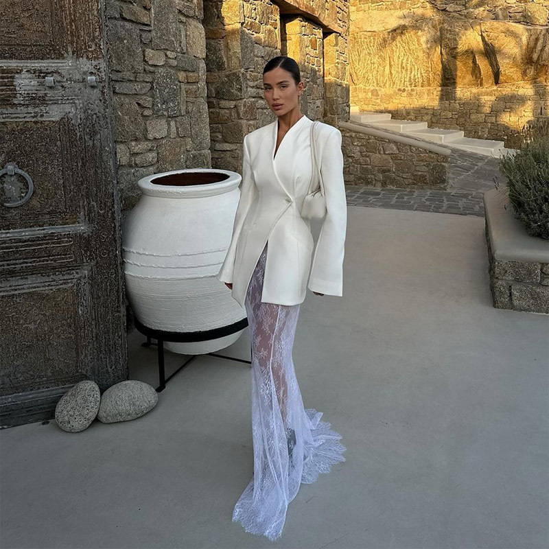 Europe and the United States cross-border 2024 autumn and winter women's plus size suit personality street solid color one-button slim suit jacket