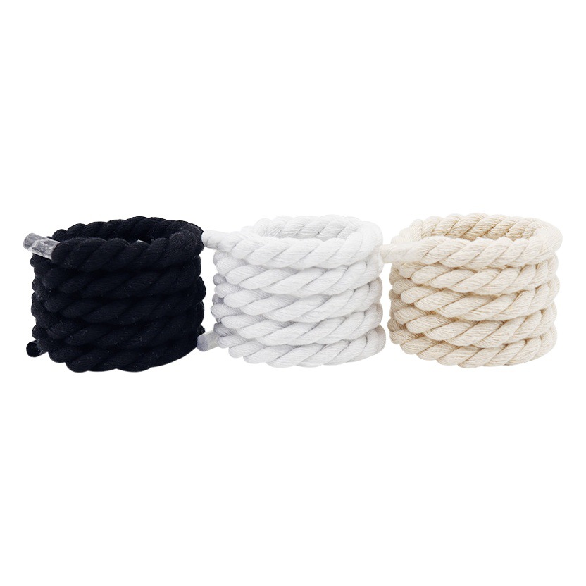 Kuro Gold Hand-Woven Rope Thickened 1cm Round Pure Color Three-Strand Cotton Rope Hemp Rope Shoelaces Luggage Clothing Decoration