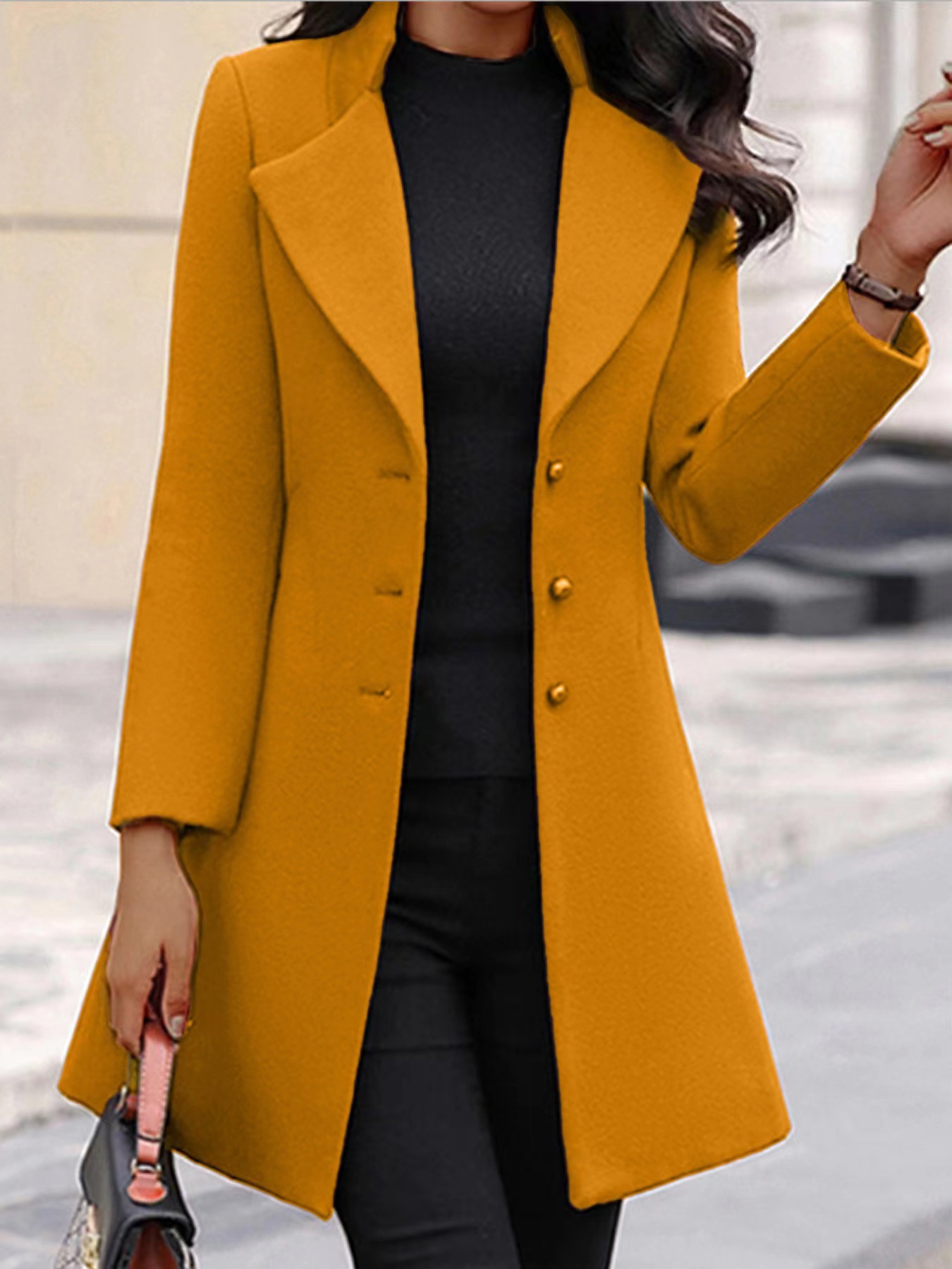 Picture of Cross-border Winter New Women's Coat Korean Slim-fit Mid-length Amazon European and American Women's Cross-border Woolen Coat