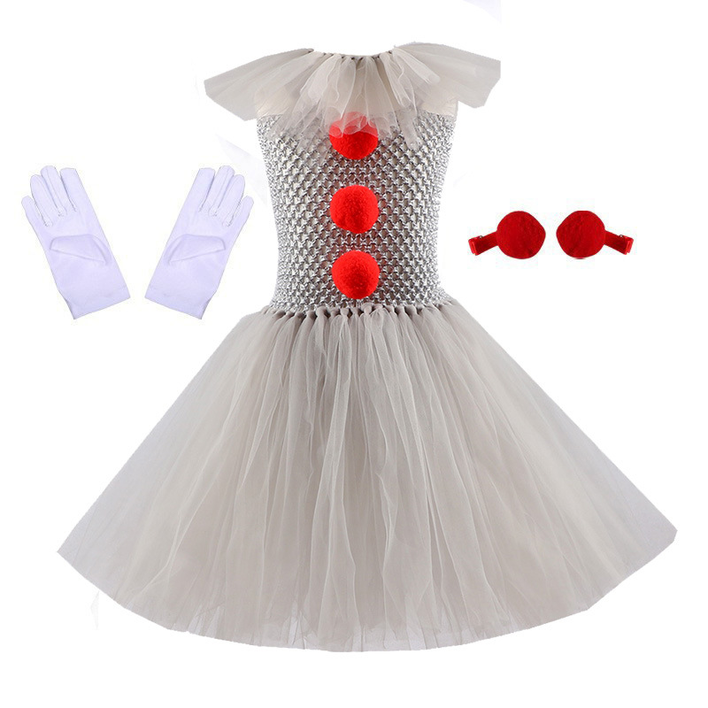 Picture of 2025 Clown Suit Children's Mesh Princess Dress Girls Dress Suit Christmas Halloween Performance Costume