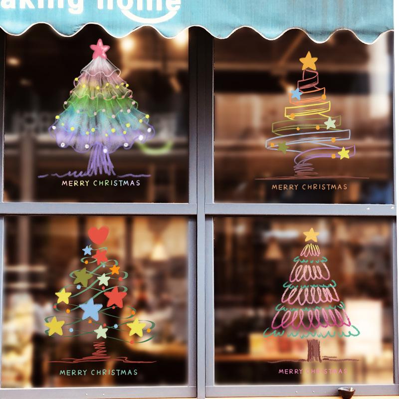 Sduv Christmas Window Stickers Christmas Tree Glass Pendants Creative Shop Decoration Baggy Distribution Processing