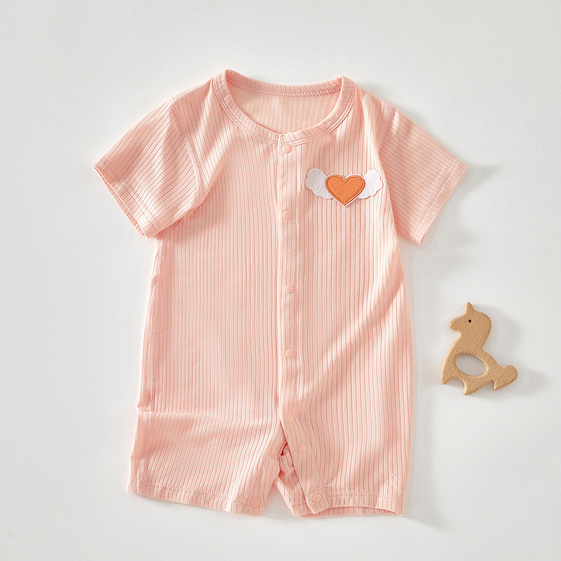 Picture of Baby Clothes Summer Thin Modal Boneless Single-breasted Short-sleeved Men's and Women's Baby Climbing Clothes Infant Jumpsuit