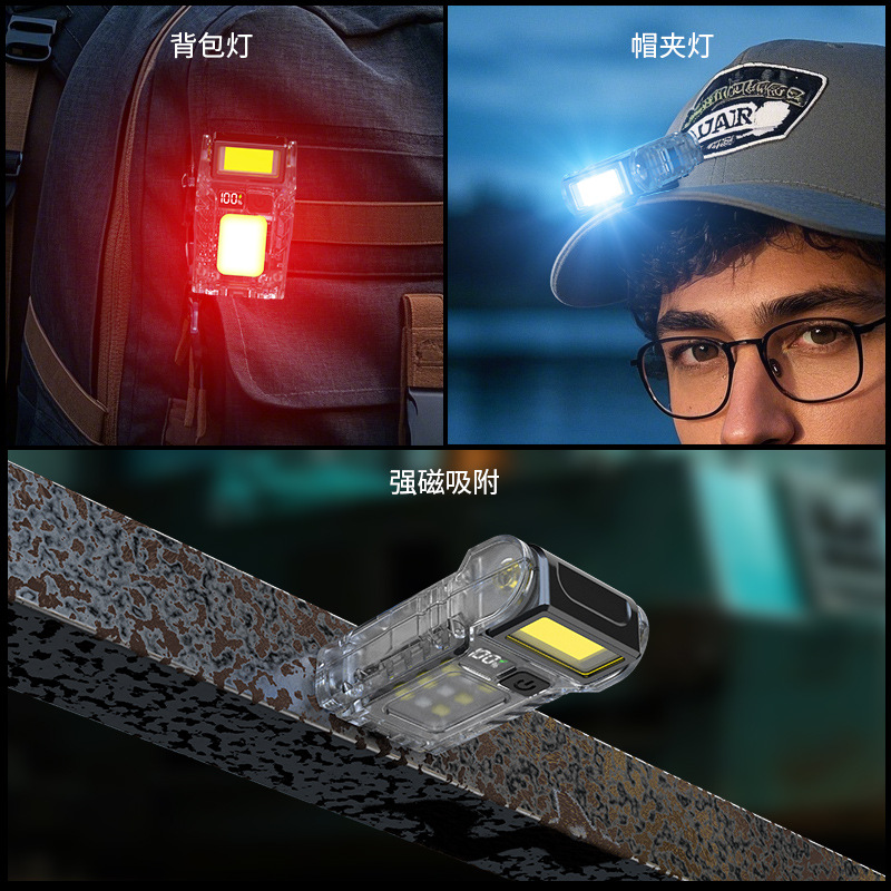 Picture of Led Flashlight Strong Light Bright Long Life Rechargeable Portable Clip-On Light Outdoor Multi-Functional Emergency Cob Work Light