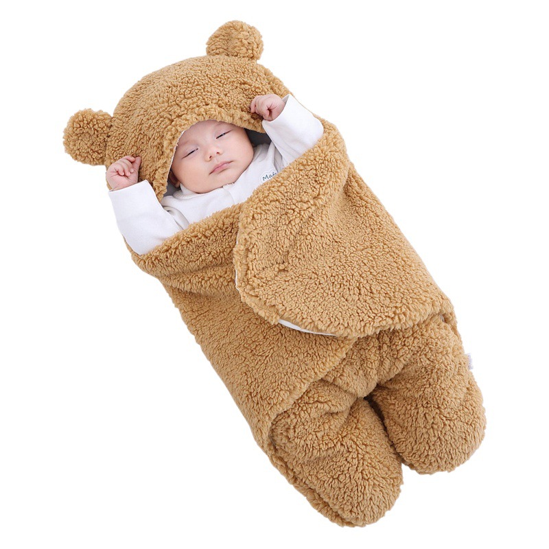 Picture of Baby Holding Sleeper Autumn and Winter Thickened Newborn Baby Swaddling Supplies Anti-startling Outgoing Bag Sleeping Bag