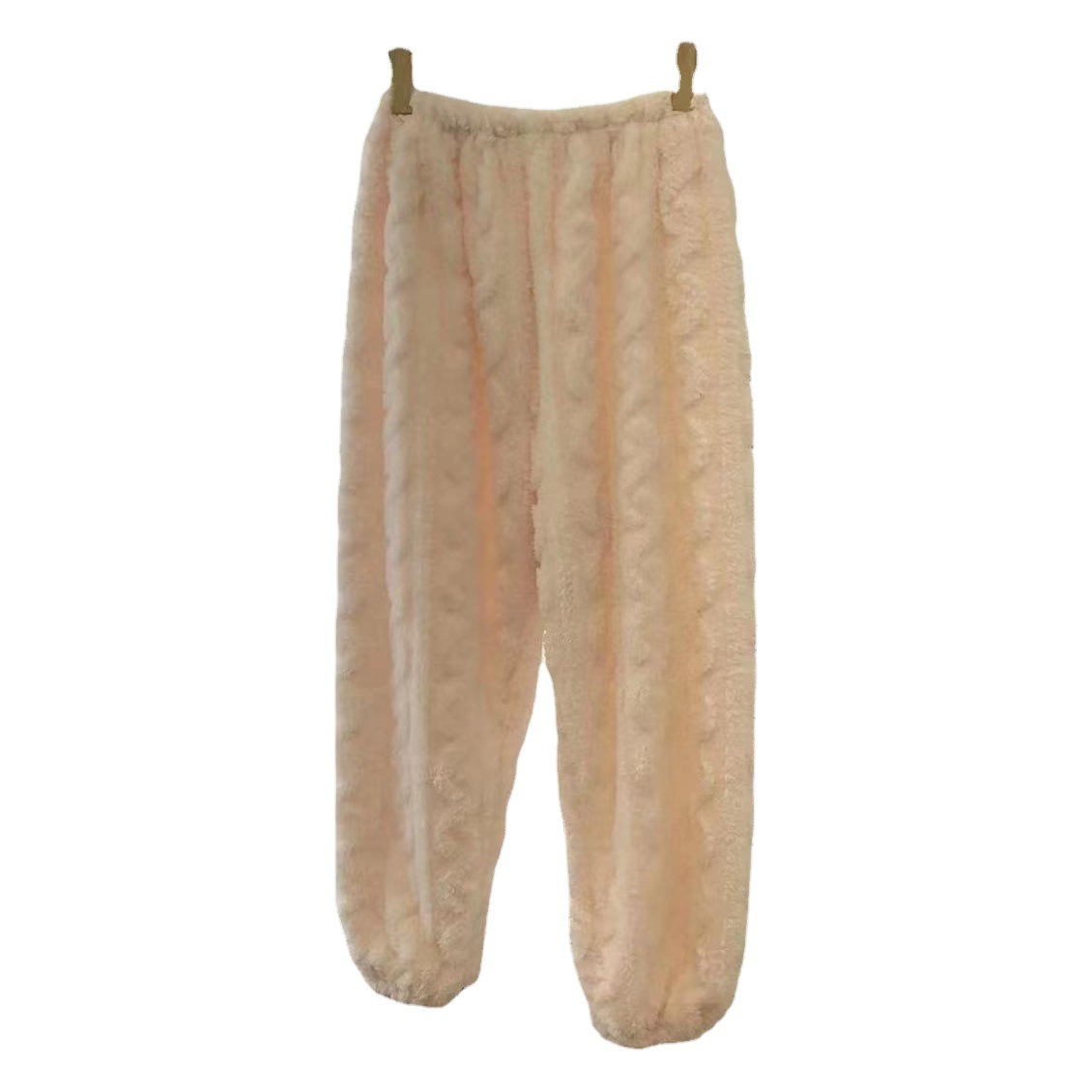 Autumn and winter flannel pajamas women's padded plus velvet large size 220kg loose home pants coral fleece warm pants