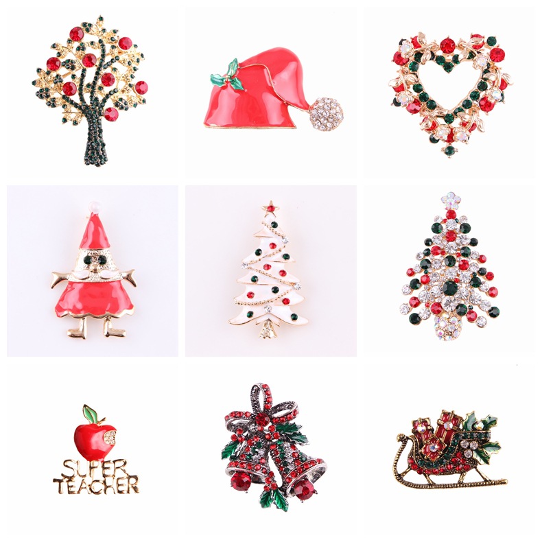 Picture of Lanhao European and American New Fashion Christmas Brooch Christmas Tree Shoes Elk Wreath Snowflake Bell Pin Women