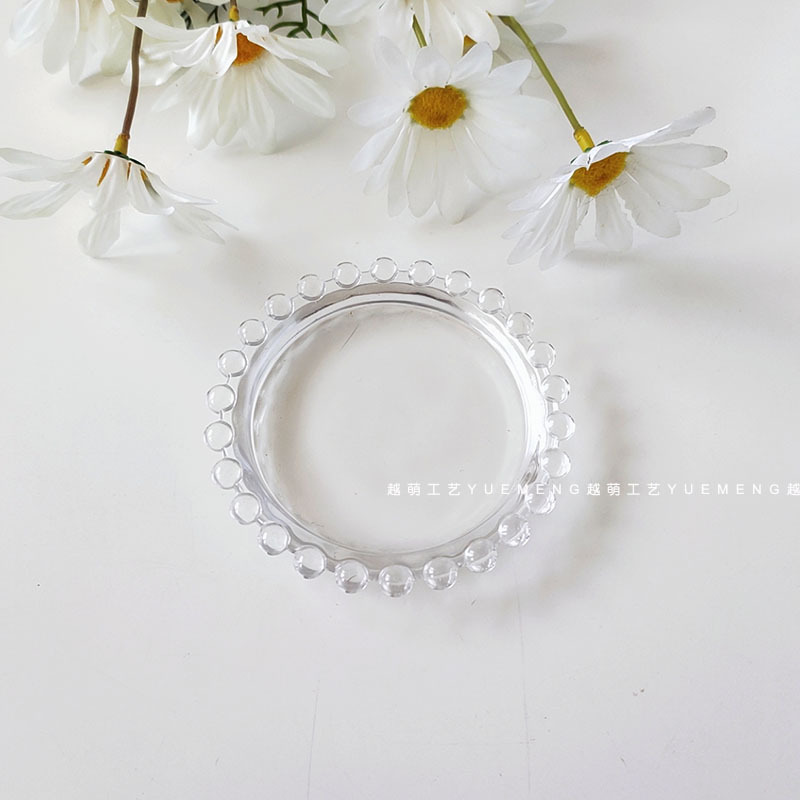 Picture of Bead Side Ins Glass Plate Dessert Dish Flavor Dish Jewelry Storage Dish Glass Day Dish Fruit Plate Fruit Dish