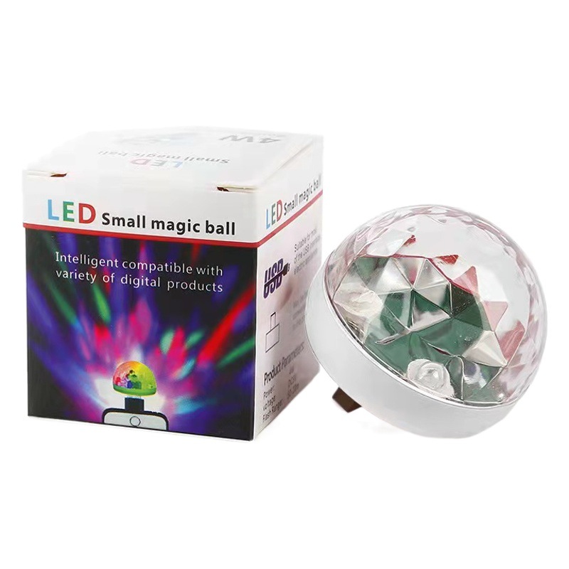 Cross-Border Colorful Car Magic Ball Light Voice-Controlled Mini Mobile Phone Atmosphere Light Crystal Dj Stage Light Mushroom Laser Light
