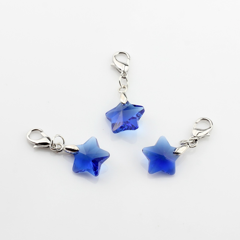 Picture of Crystal bead five-pointed star hanging lobster clasp pendant handmade children's student pencil star Small pendant ornaments