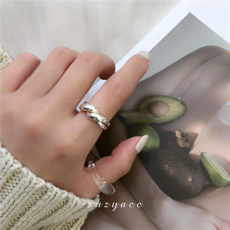 South Korea's Dongdaemun Twist Retro Thai Silver Ring Women's S925 Silver-Plated Ins Niche Stylish Design Index Finger Tail Ring