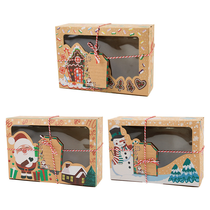 European Style Kraft Paper Open Window Cracker Box Christmas New Kraft Paper Candy Box Gingerbread Box Candy Box Gift Box