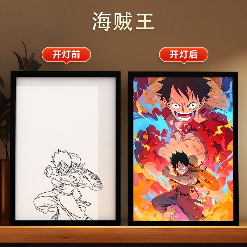 Picture of Carefully Selected One Piece - Luffy Light Painting Zoro Atmosphere Luminous Decorative Painting DIY Animation Creative Desktop Table